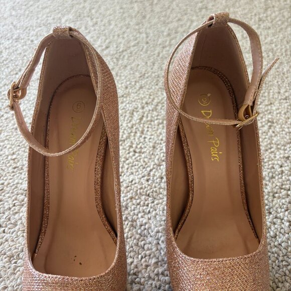 Dream Pairs Rose Gold High Heel Pumps | Size 6 | 5-Inch Heel | Ankle Strap - Picture 2 of 11
